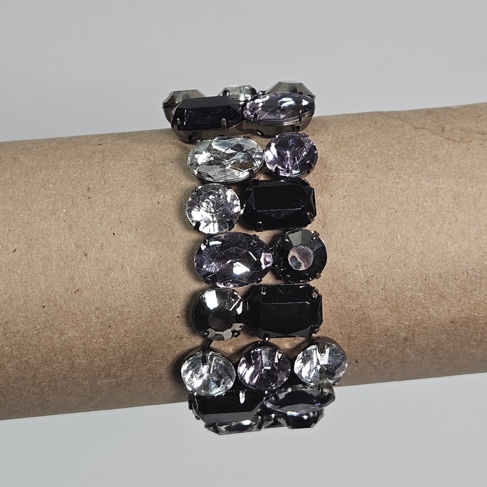 Rhinestone Clear and Black Bracelet